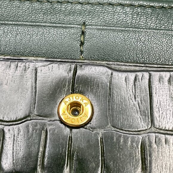 Yves Saint Laurent Dark Green Crocodile Embossed Leather Long Wallet - Preowned - Picture 4 of 12